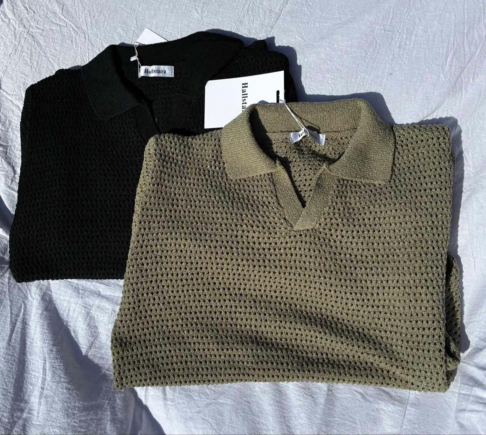 Polo en maille effet crochet kaki - Taille L neuf avec étiquette unisexe  – photo 2